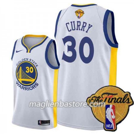 Maglia Golden State Warriors Stephen Curry 30 2018 NBA Finals Patch Nike Bianco Swingman - Uomo
